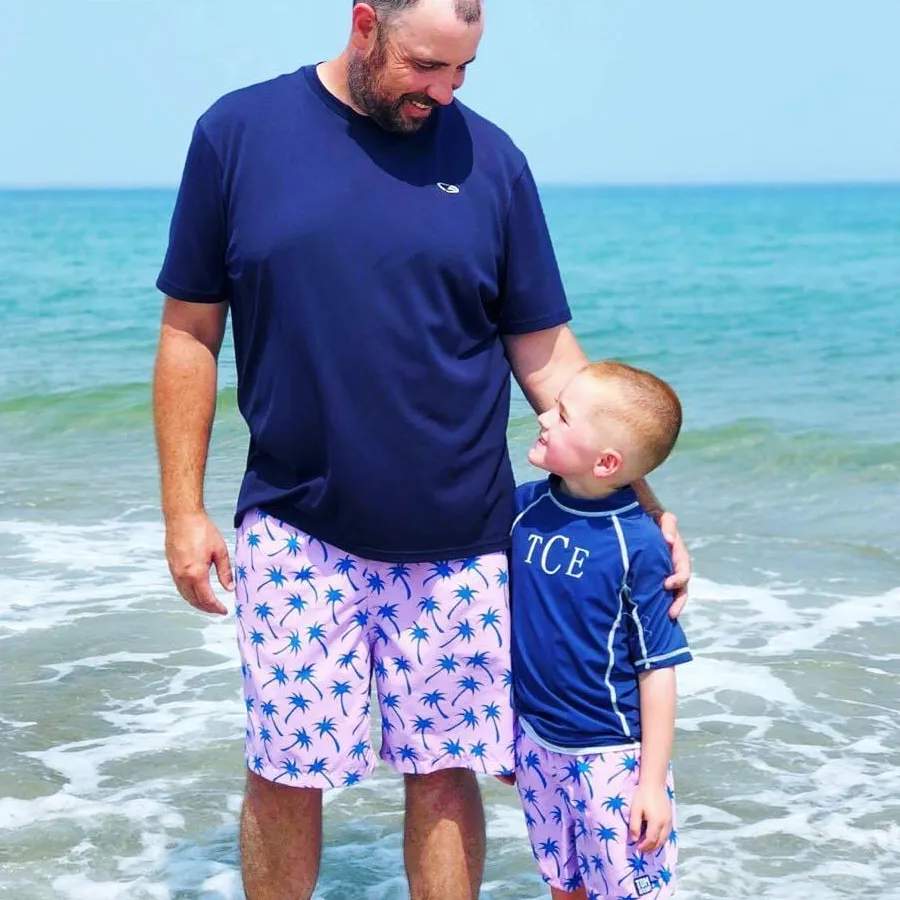 Tom & Teddy Mens Palms Swim Shorts PALLB - Lavender/Blue