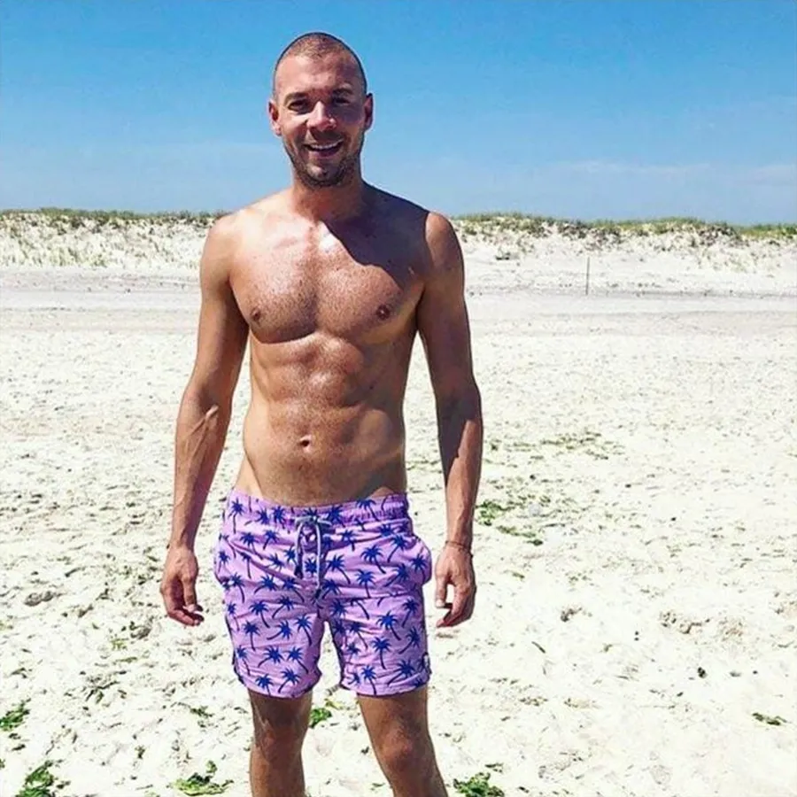 Tom & Teddy Mens Palms Swim Shorts PALLB - Lavender/Blue