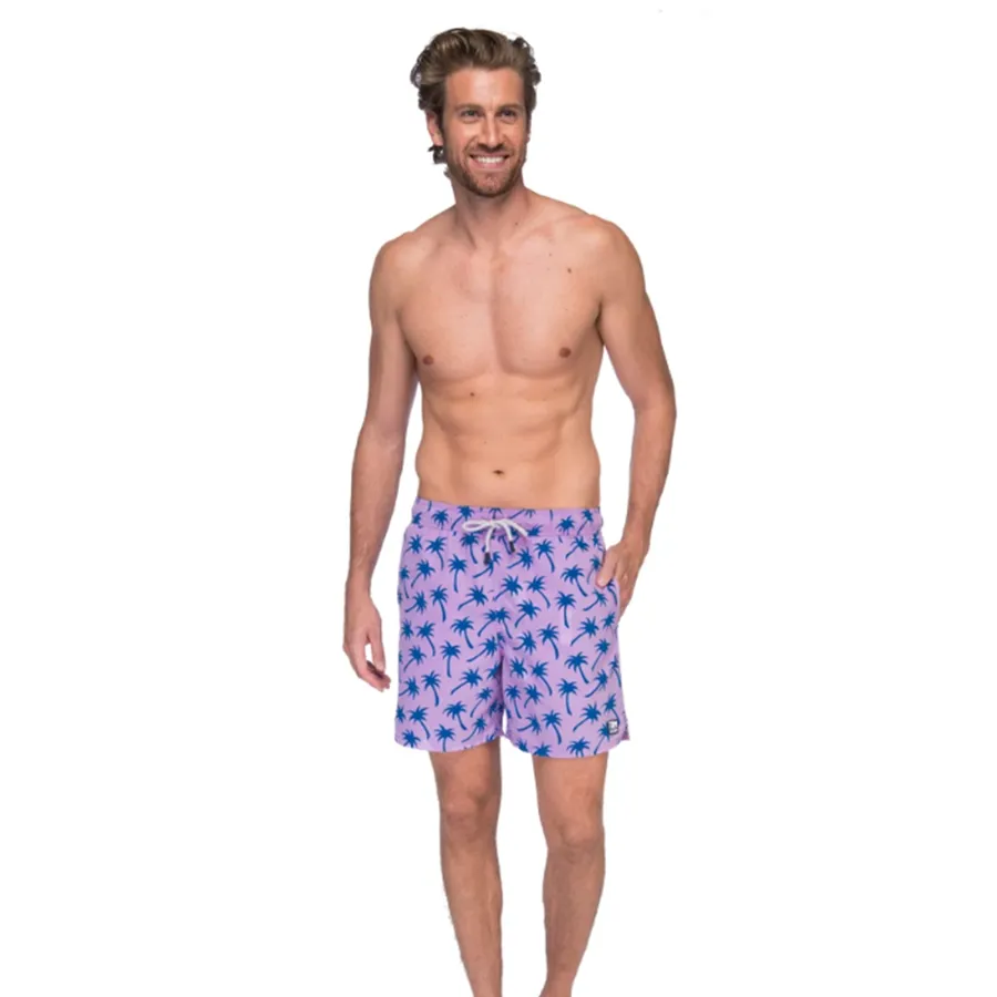 Tom & Teddy Mens Palms Swim Shorts PALLB - Lavender/Blue
