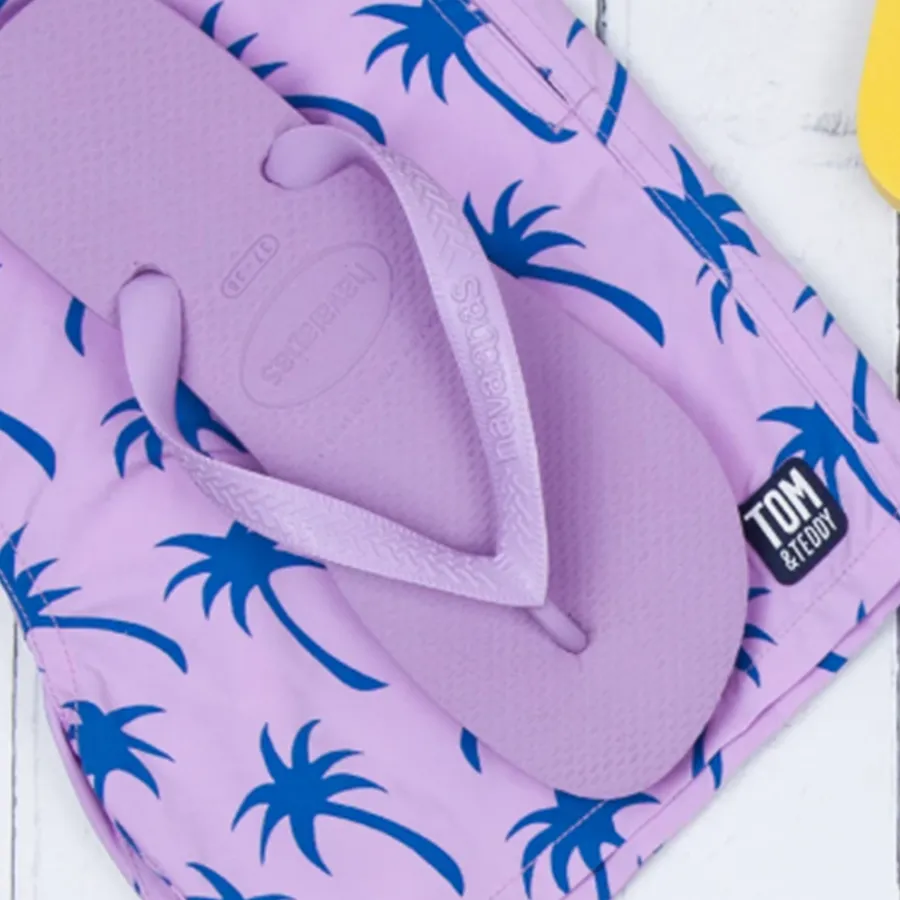 Tom & Teddy Mens Palms Swim Shorts PALLB - Lavender/Blue