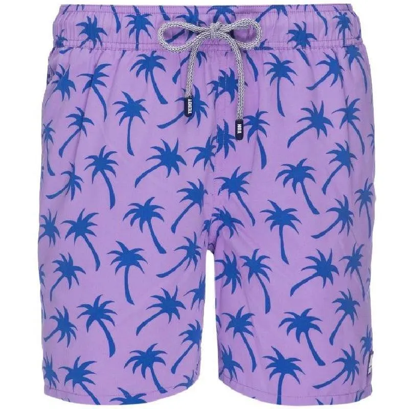 Tom & Teddy Mens Palms Swim Shorts PALLB - Lavender/Blue