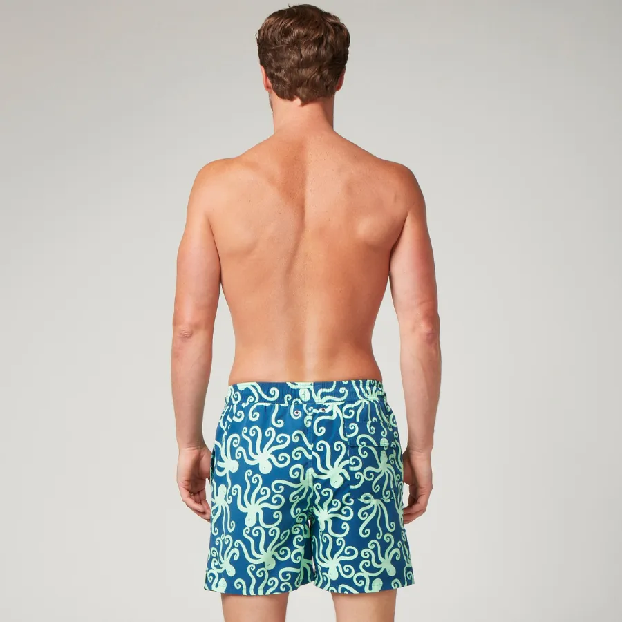 Tom & Teddy Octopus Mens Swim Shorts OCTNM - Navy/ Mint