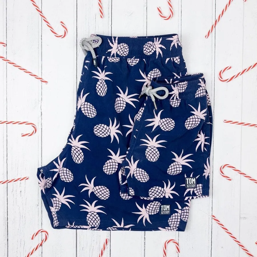 Tom & Teddy Pineapple Boys Swim Shorts PINSP-J - Shell Pink