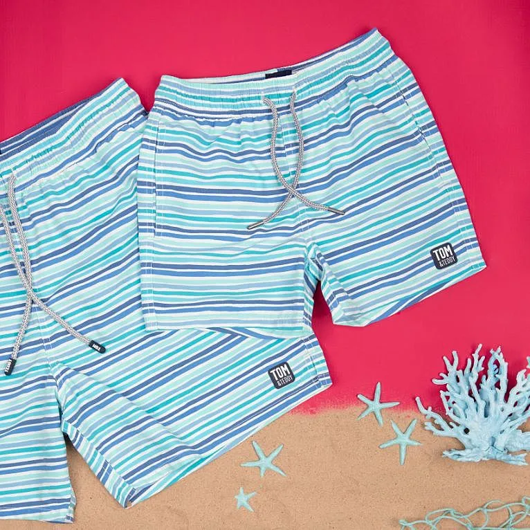 Tom & Teddy Stripe Men Swim Shorts STROC - Ocean