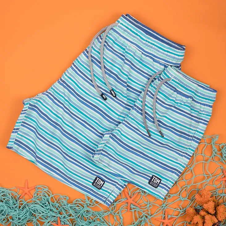 Tom & Teddy Stripe Men Swim Shorts STROC - Ocean