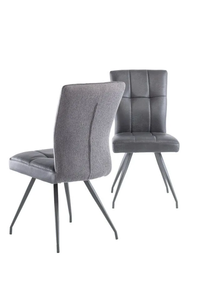 TYLER DINING CHAIR - GREY PU/GREY FABRIC