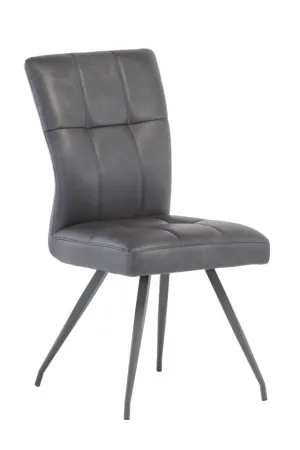 TYLER DINING CHAIR - GREY PU/GREY FABRIC