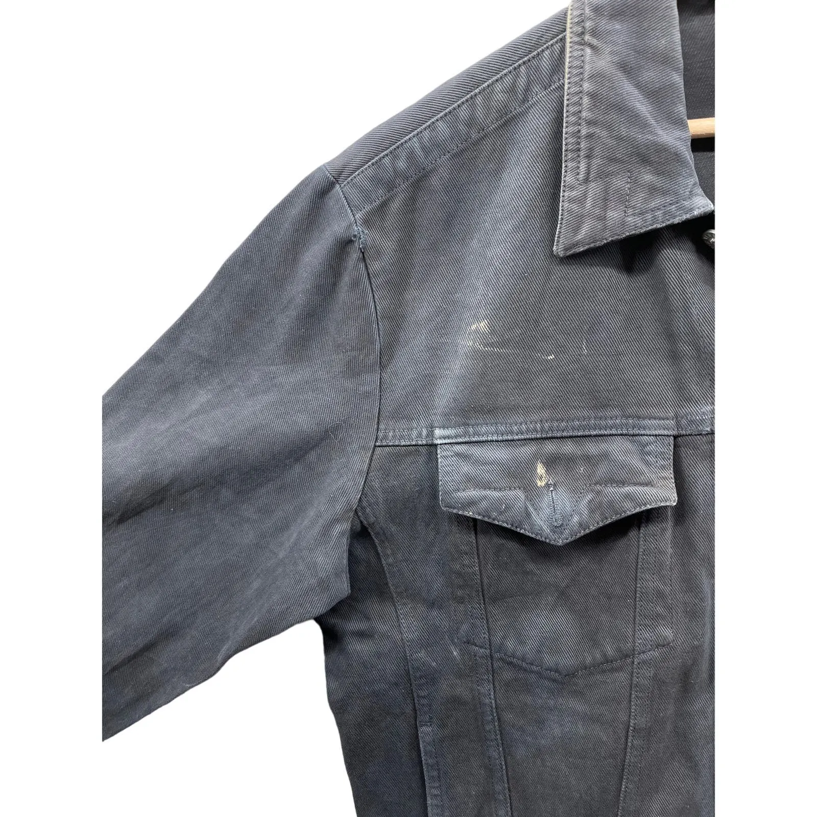 Vintage 1990's Versace Jeans Couture Distressed Black Denim Jacket
