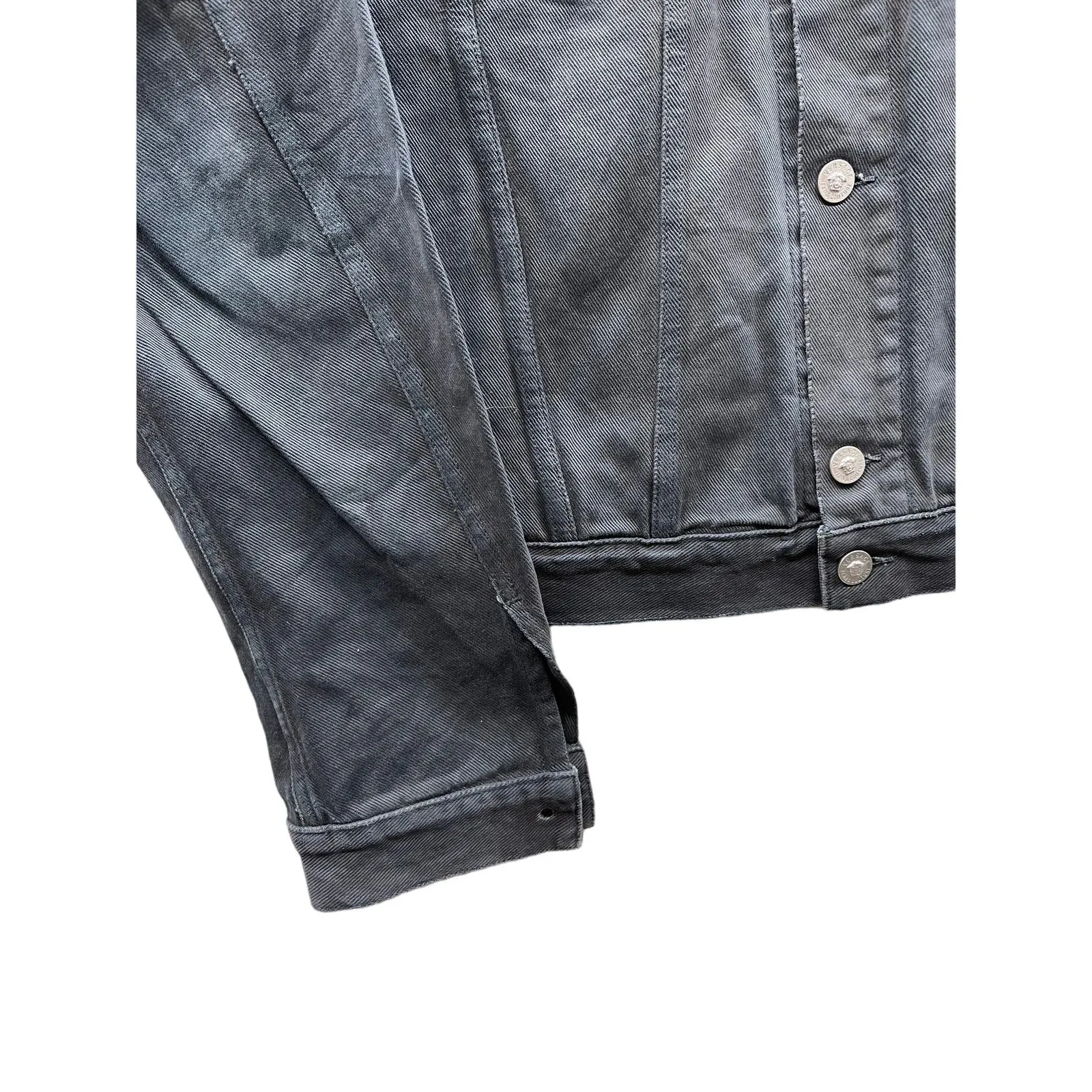 Vintage 1990's Versace Jeans Couture Distressed Black Denim Jacket