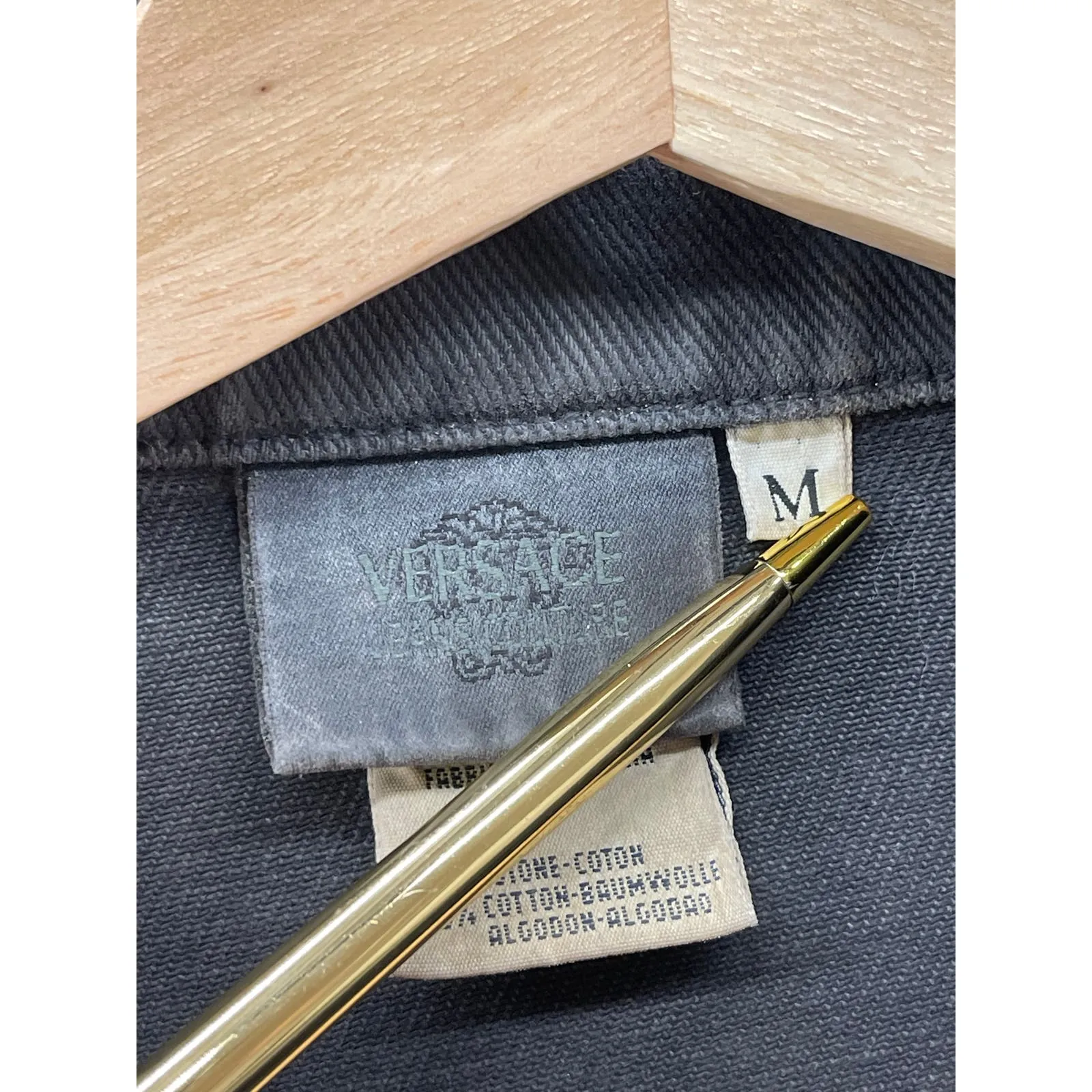 Vintage 1990's Versace Jeans Couture Distressed Black Denim Jacket