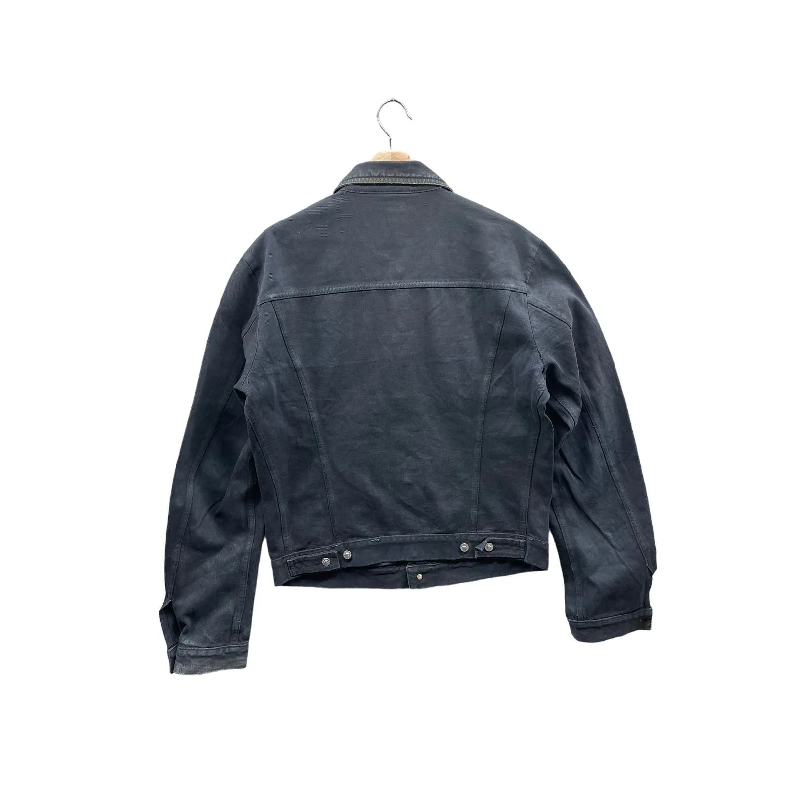 Vintage 1990's Versace Jeans Couture Distressed Black Denim Jacket