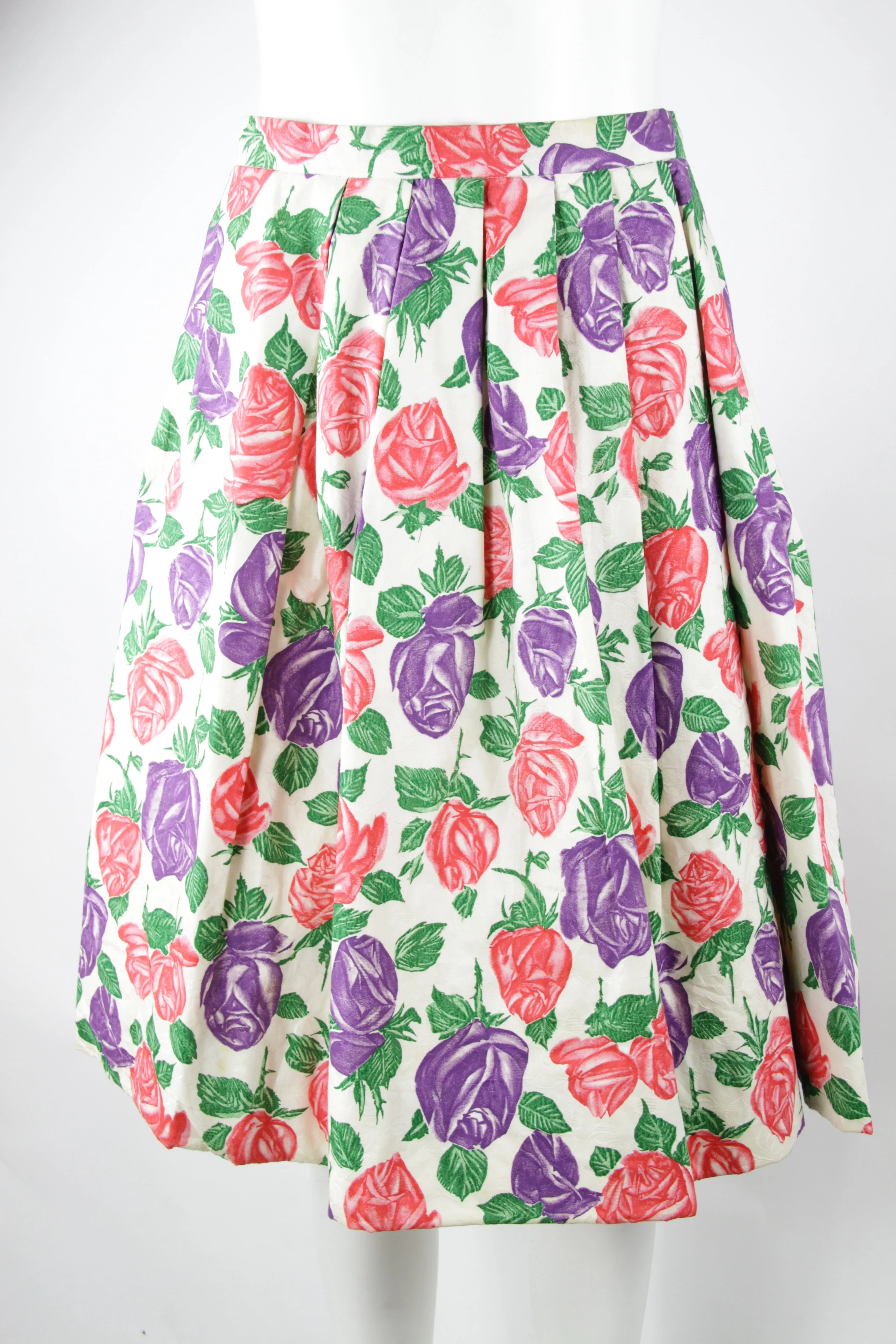 Vintage 50s Pleated floral Skirt  - M