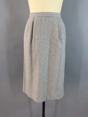 Vintage Cream Beige and Blue Gray Tweed Wool Pencil Skirt
