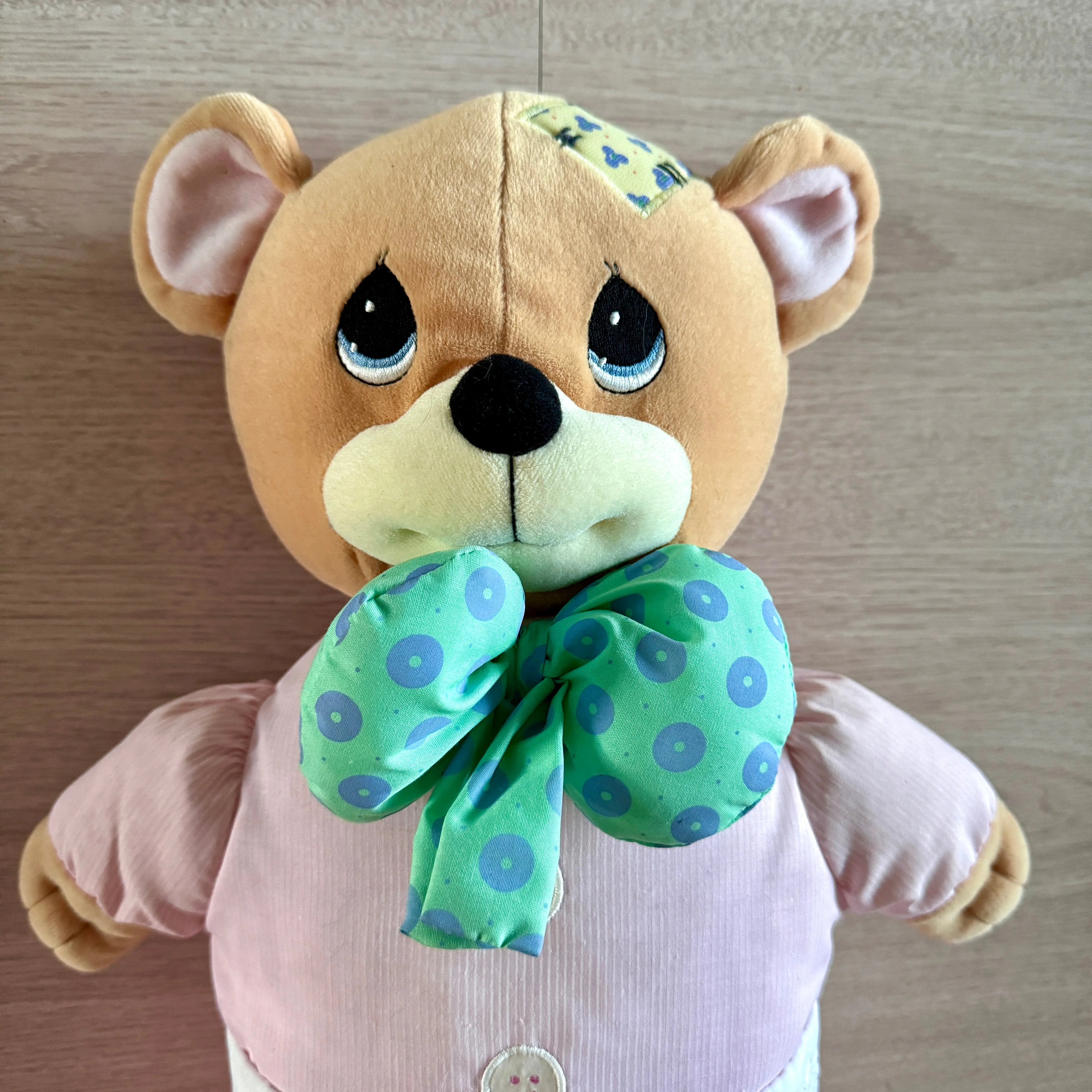 Vintage New Precious Moments 15" Pink Bear Teddy Pillow with Bow & Hidden Pocket Rare 1999 Collectible