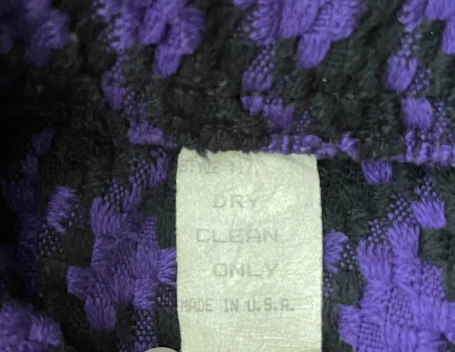 Vintage Purple & Black Houndstooth Wool Mini Pencil Skirt