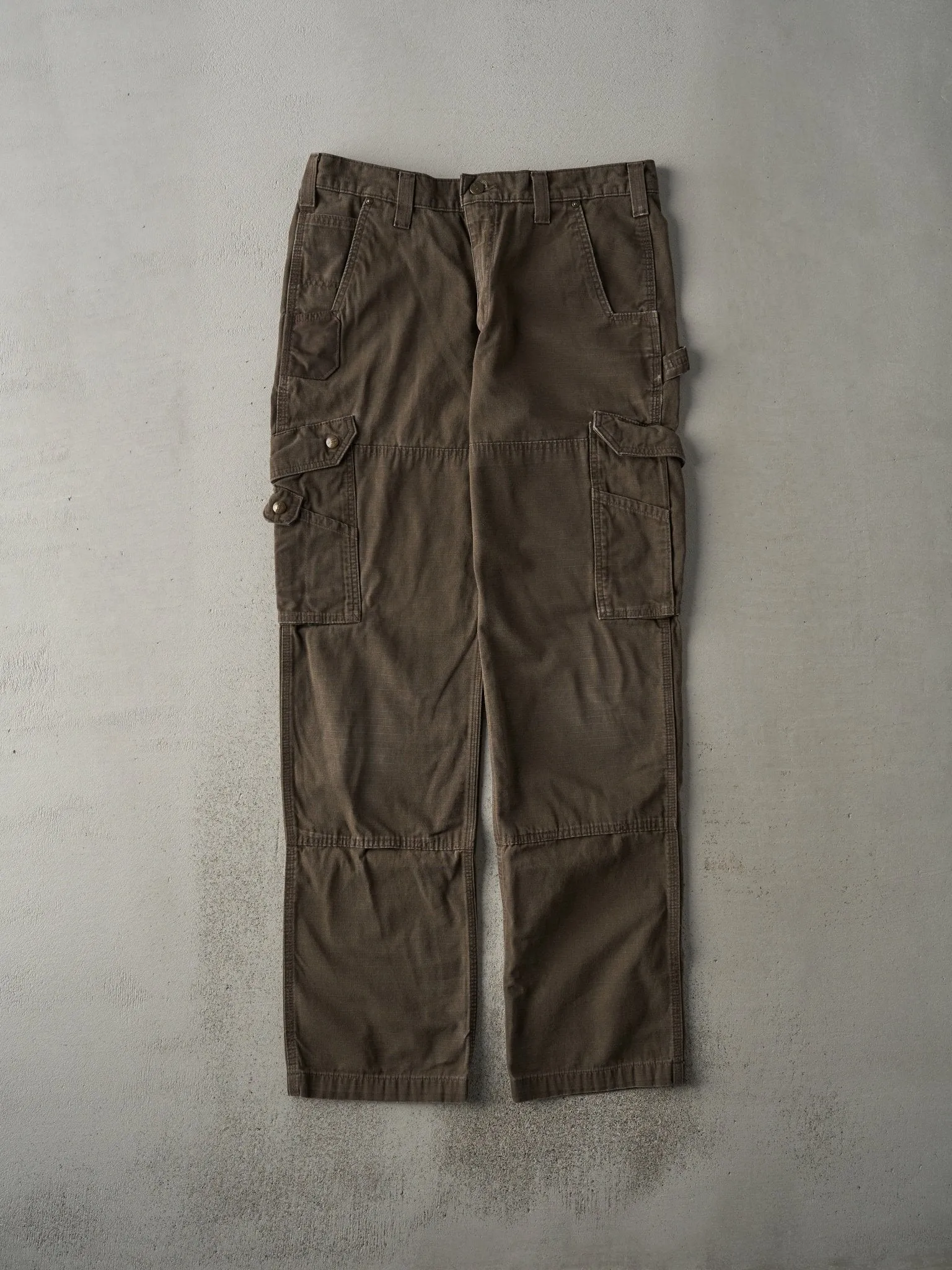 Vintage Y2K Chocolate Brown Relaxed Fit Carhartt Cargo Double Knee Carpenter Pants (34x33)
