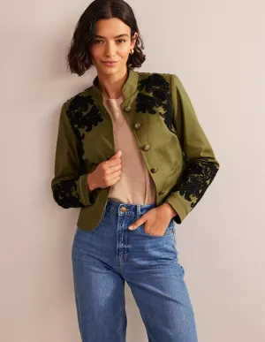 Warwick Embroidered Jacket-Olive Green