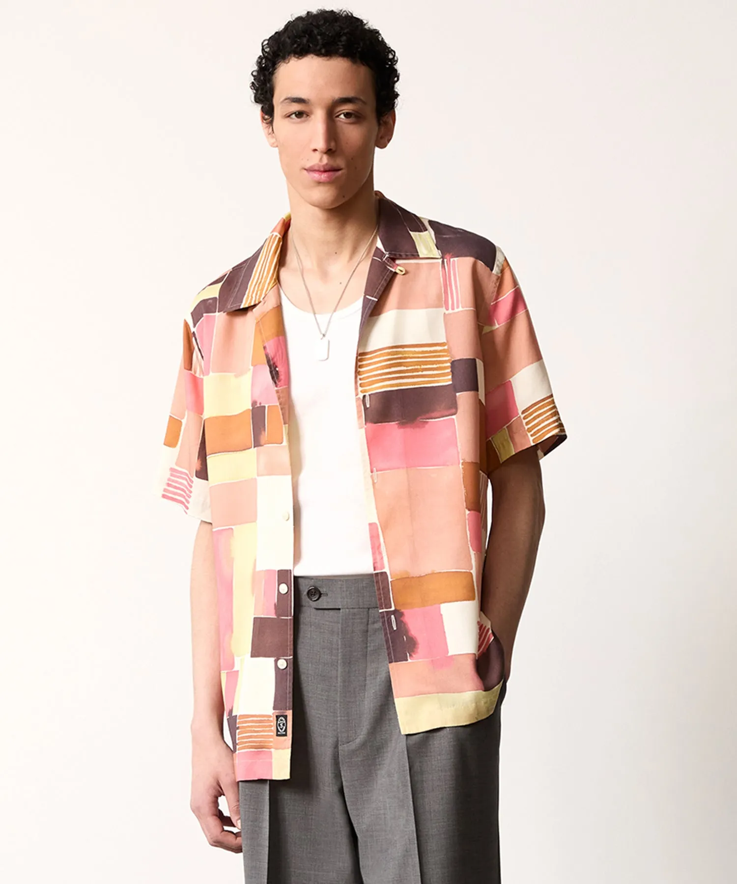 Watercolor Camp Collar Shirt in Pink