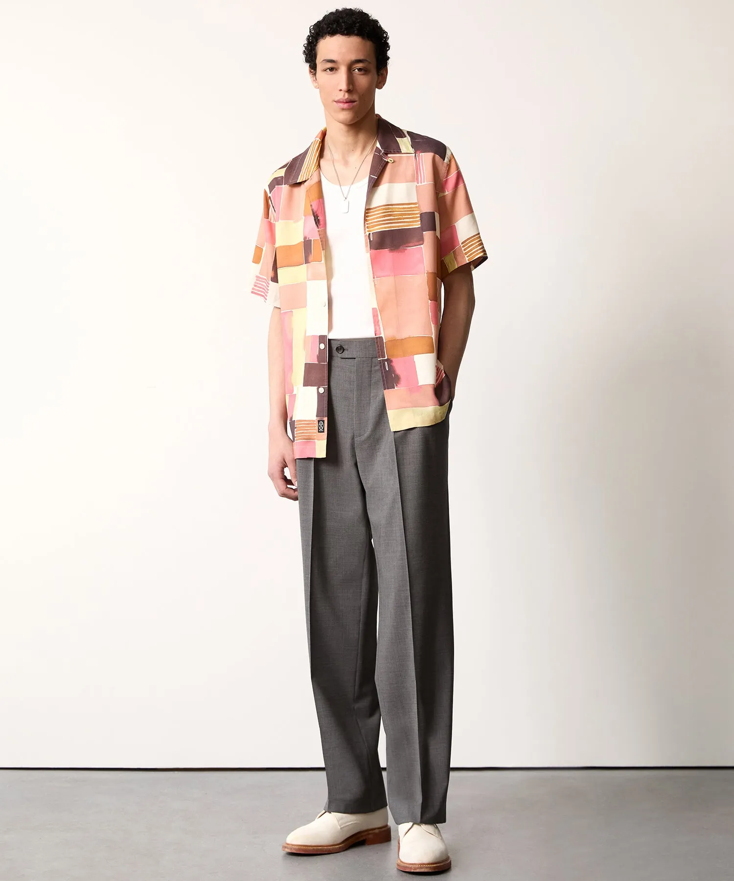 Watercolor Camp Collar Shirt in Pink