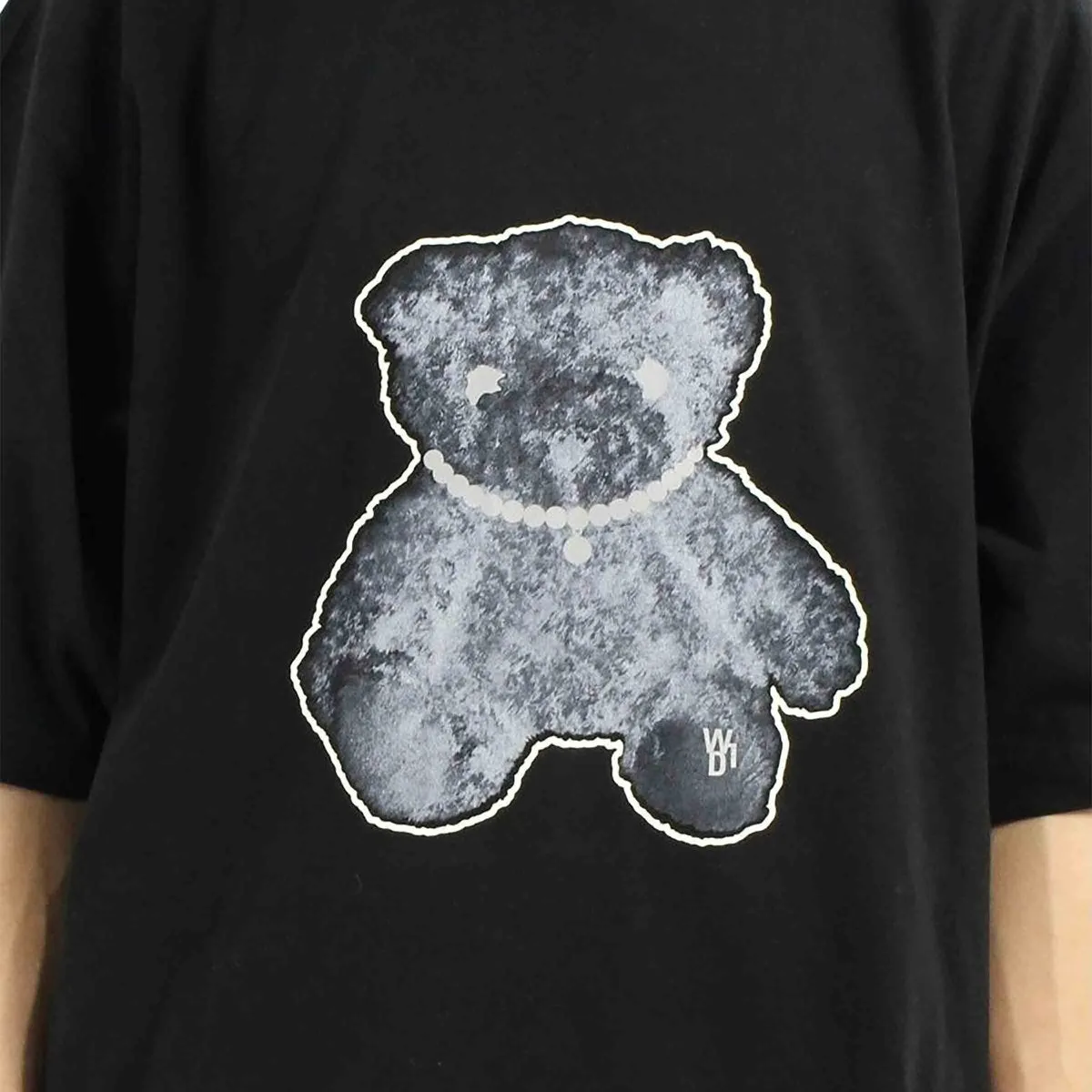 We11done Pearl Necklace Teddy T-Shirt Black