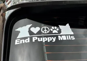 Window Decal - End Puppy Mills (Harley & Teddy)