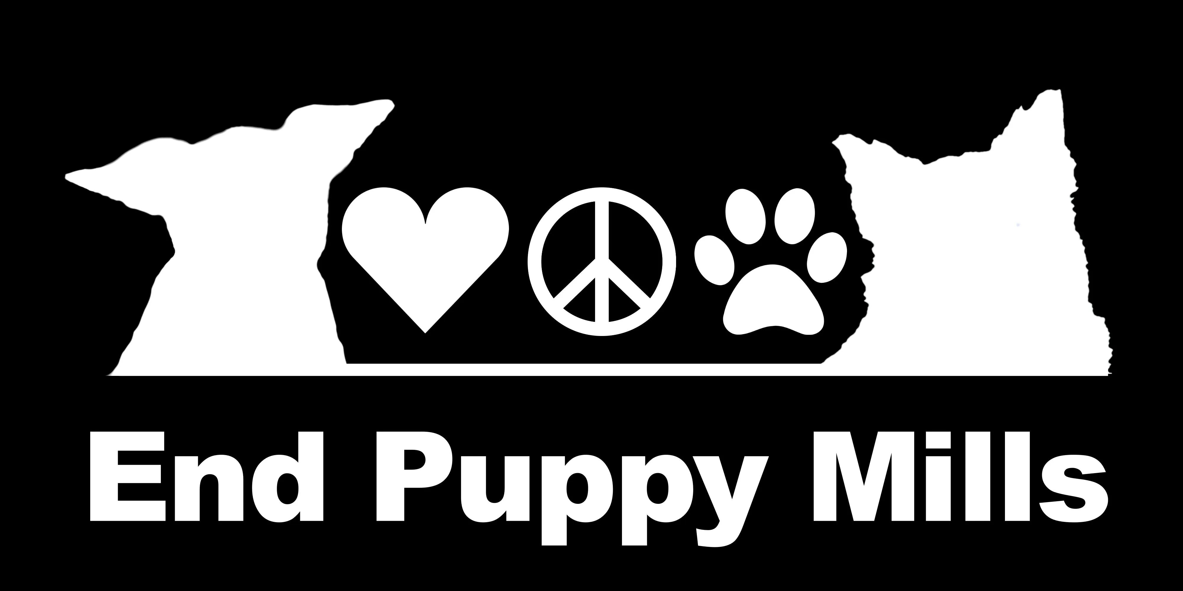 Window Decal - End Puppy Mills (Harley & Teddy)