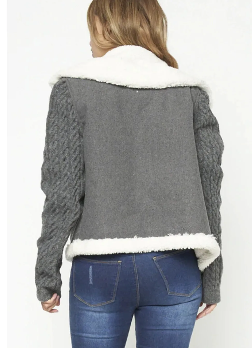 Women's Charcoal Faux Fur Lined Jacket