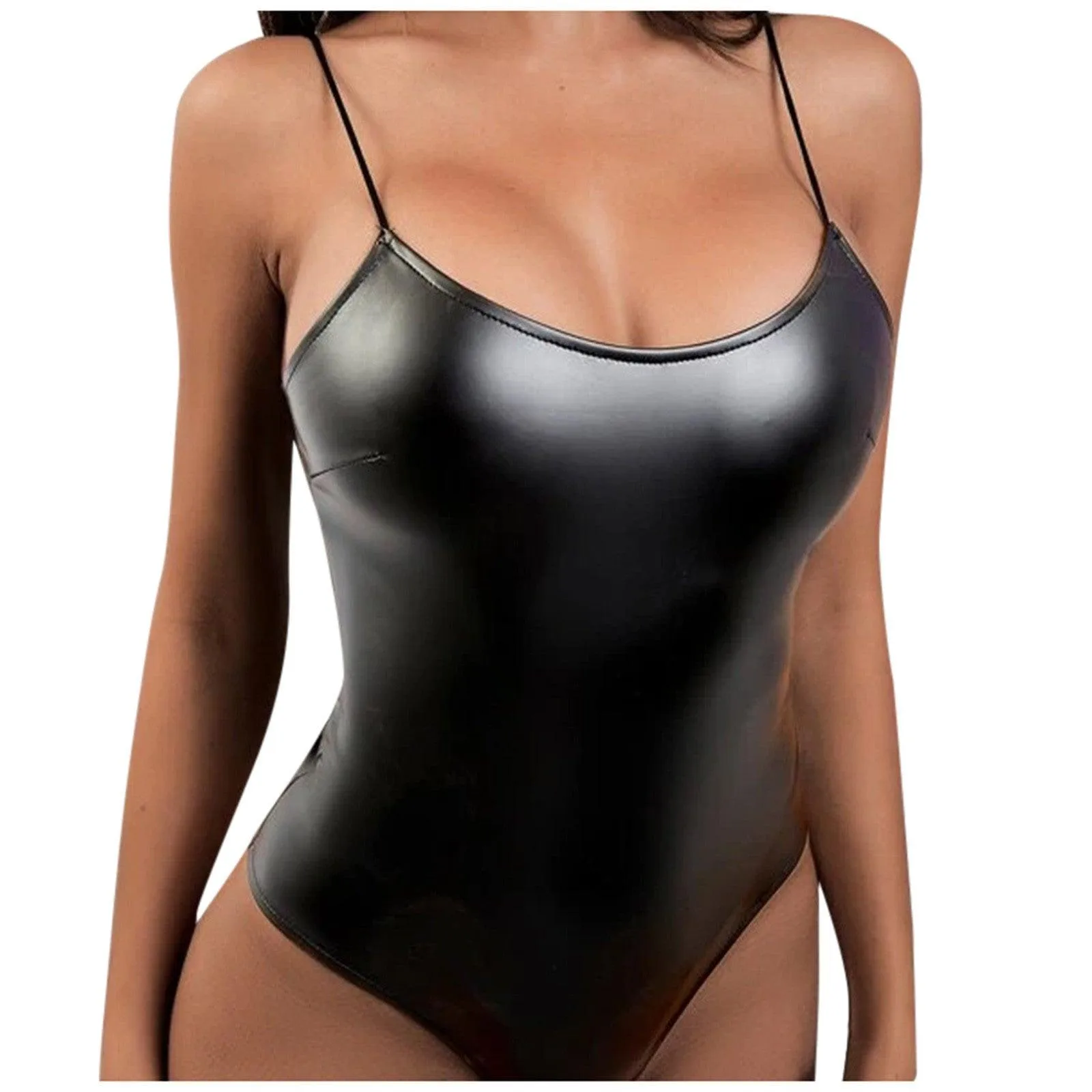 Women’s Off-the-Shoulder Patent Leather Bodysuit